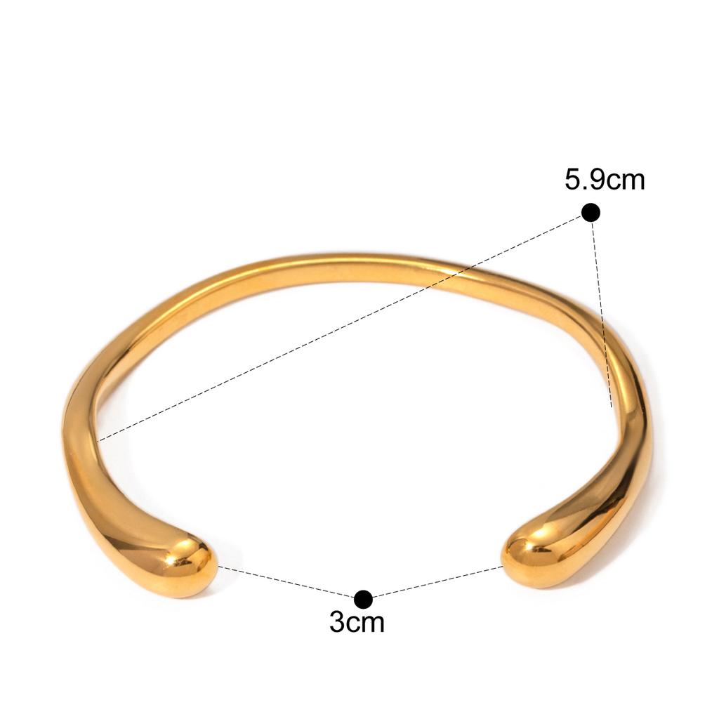 Yori Wasserdicht 316L Edelstahl Metall Geometrisch Offener Manschettenarmreif Armreif Statement Goldfarbe Textur Vintage Schmuck