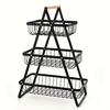 Platter Three-Tier Basket for Fruits and Vegetables, Metal, Black, 3 Tiers