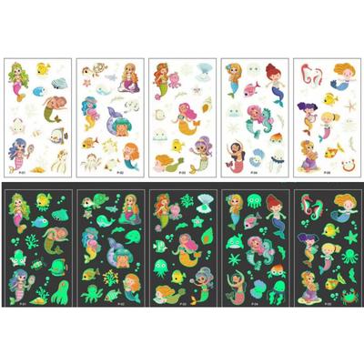Children's Tattoo Stickers Little Mermaid Transfer Stickers Glow-in-the-Dark Daycare, Kindergarten, School