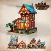Medieval Architecture Mini Block Building Toys Ideal for Home or Office Decoration with Taverns Inns ManorsSo on LED - Lit