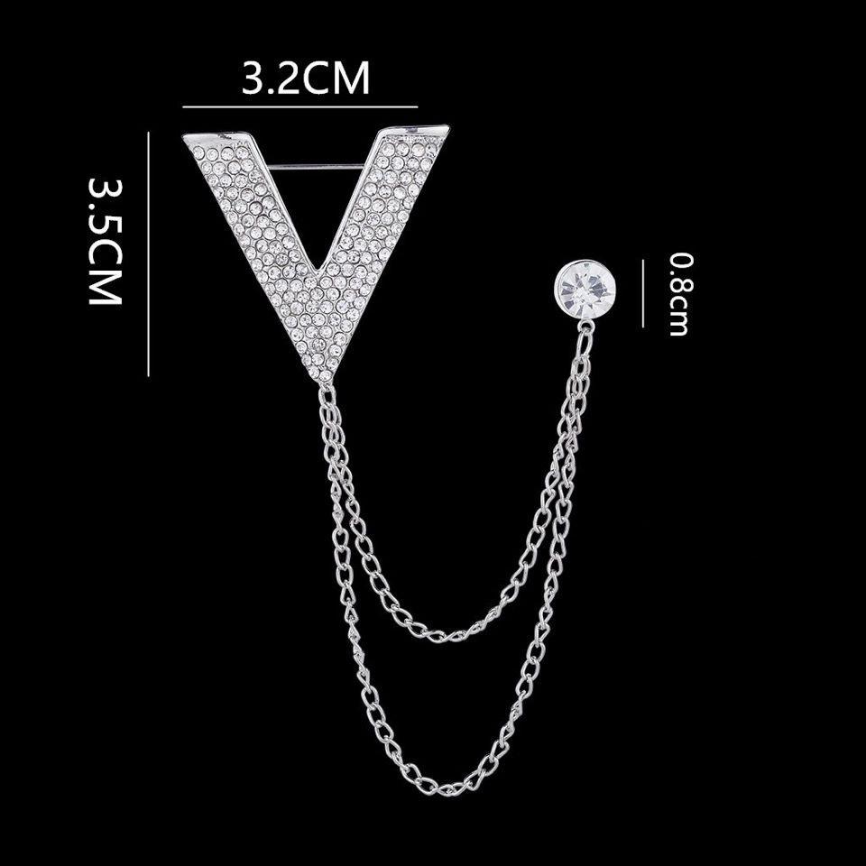 Men's Korean Style Eagle Guitar Brooch with Rhinestone Chain Badge
