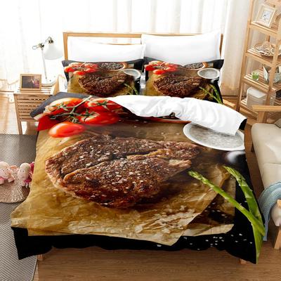 2024 Beefsteak Einzel Doppel Voll Queen King Size Bettwäscheset Jungen Schlafzimmer Bettdeckenbezug 3D-Druck Gourmet-Steak