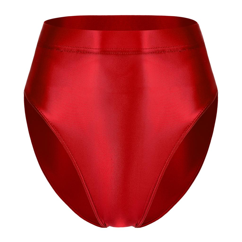 Womens Shiny High Waist Briefs Swimsuit Bottom Beachwear Underwear