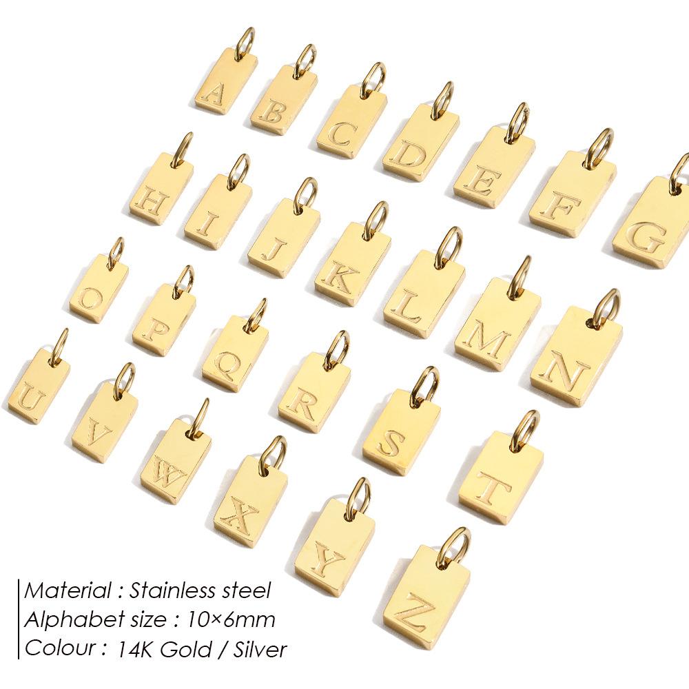 A-Z Alphabet 26 Letter Charms Set Heart Zircon Pearl Initial Letter Gold Plated Stainless Steel Pendants for DIY