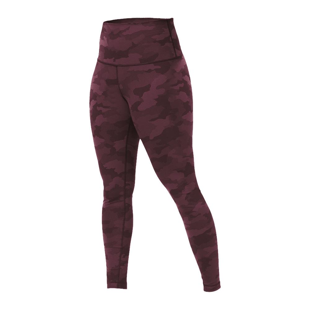 Camouflage Quick-Dry Double-Sided Brushed Yoga Pants: Nude, Versatile, 9/10 Length for Night Running or Outdoor Wear.