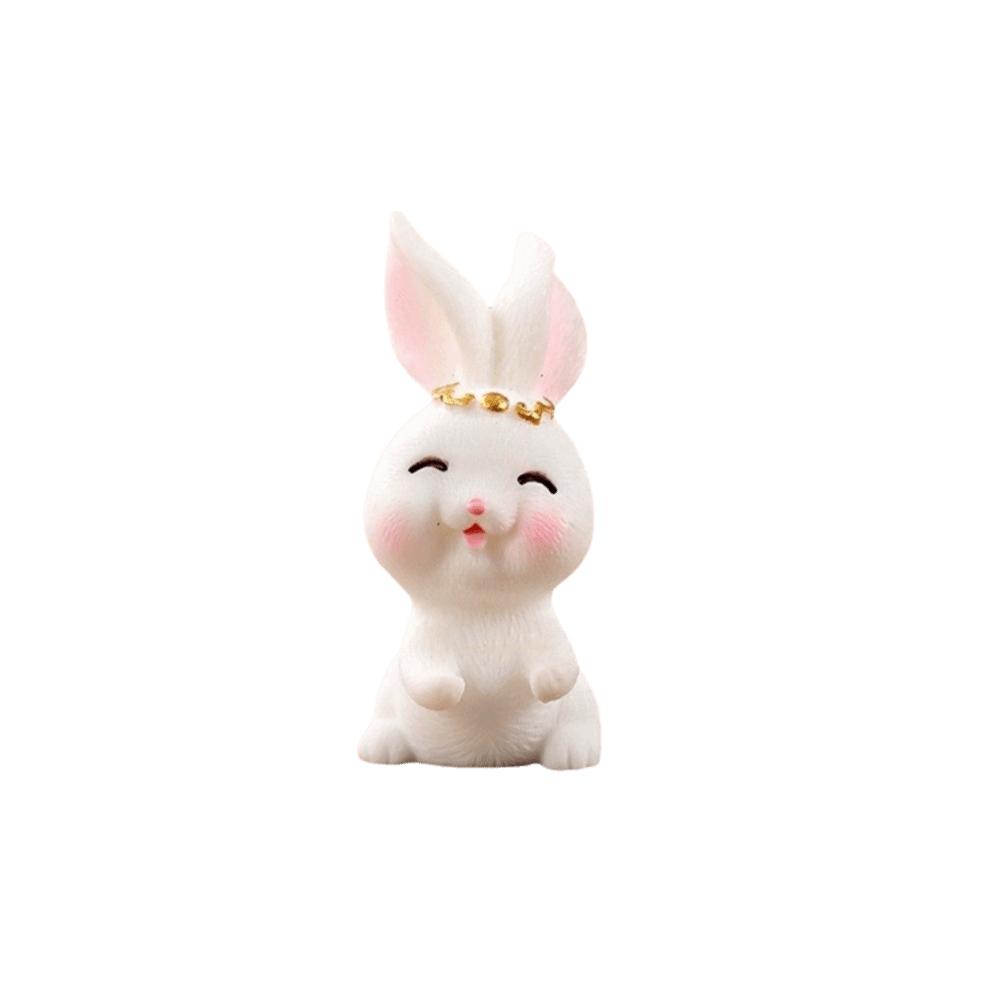 Resin Micro Landscape Decor White Rabbit Mid-Autumn Festival Desk Figurines Mini Ornaments  Home