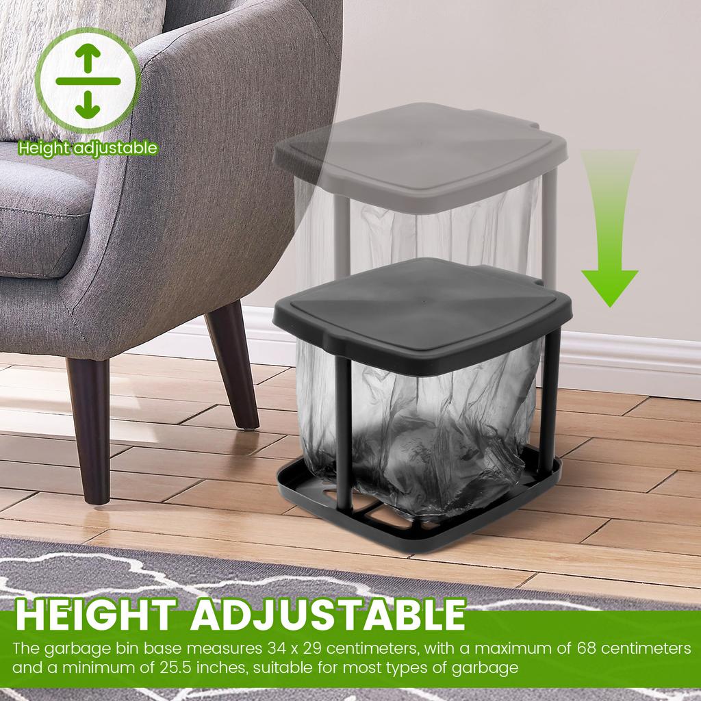 1PCS Portable Trash Can Holder Adjustable Height Camping Trash Can with Hinged Lid for Home Kitchen Party Camping Outdoor Use