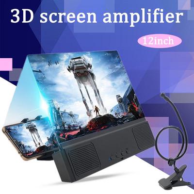 3D Phone Screen Magnifier Stereoscopic Amplifying Desktop Folding Stand Bracket HD Movie Video Stand Compatible with All Smartphone