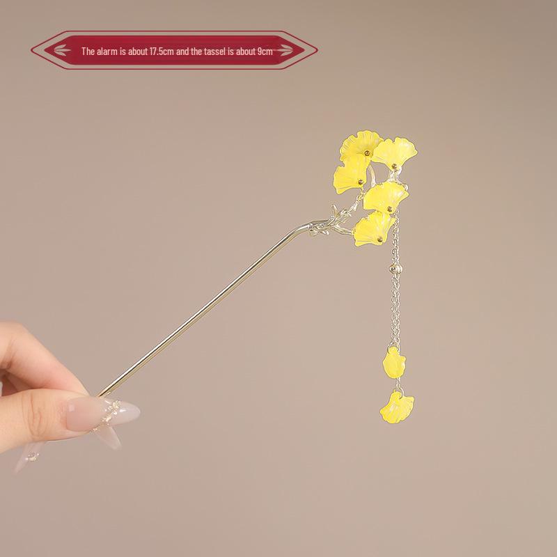 

Шпилька для волосся з червоною квіткою та китицею в китайському стилі для жінок