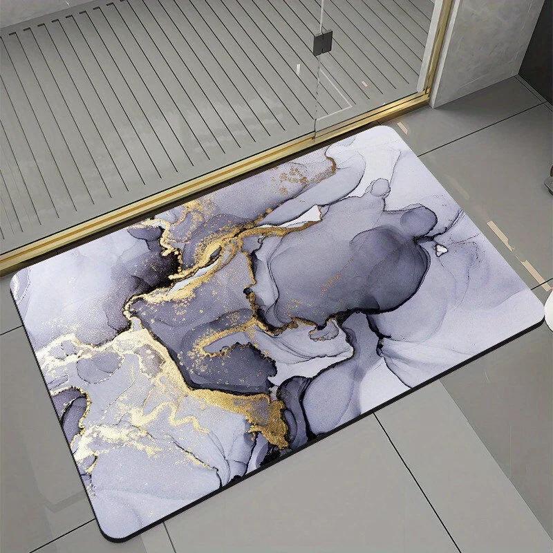 Modern Marble Printed Bathroom Floor Mat Absorbent Non Slip Bathtub Rug Decorative Carpet Bathhouses Accessories Home Room Decor