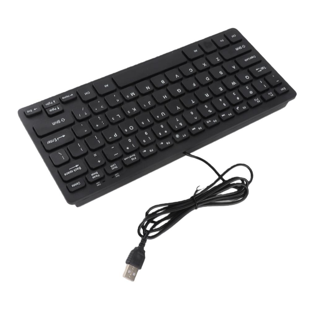 78 Keys Ultra Thin Mini USB Wired Keyboard for Desktop Computer Laptop PC (Black)