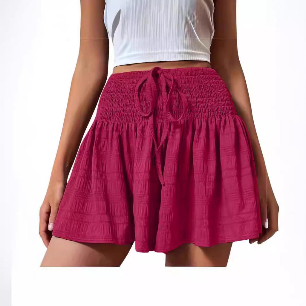 Women's High Waist Drawstring Shorts Skirt Casual Elastic Waist Multi Colors