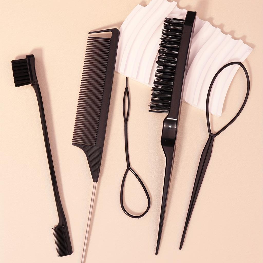 [Niezbędne akcesoria do stylizacji włosów w podróży] Zestaw narzędzi do samodzielnej stylizacji włosów, Zestaw szczotek do włosów i narzędzi do zaplatania, w tym grzebień do stylizacji włosów, grzebień ze szpikulcem, szczoteczka do krawędzi