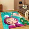 Tappeto Cartoon 3D Masha e Orso per Camera da Letto Soggiorno Divano Zerbino Decorazione Casa, Tappeto Area Giochi Bambini Antiscivolo Regalo di Natale