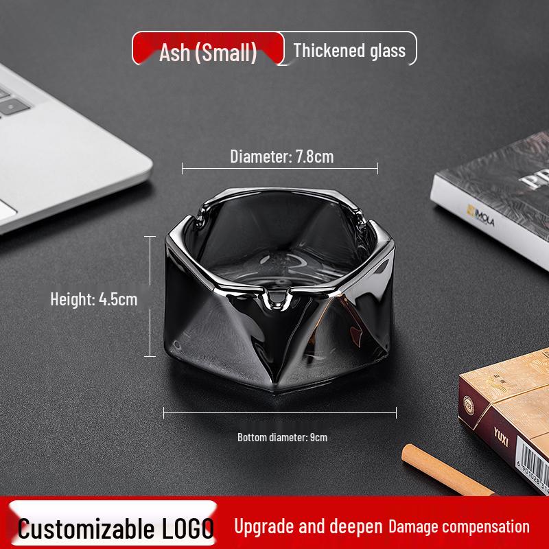 Crystal Glass Ashtray: Elegant, Fly-Repellent Design for Home or Office