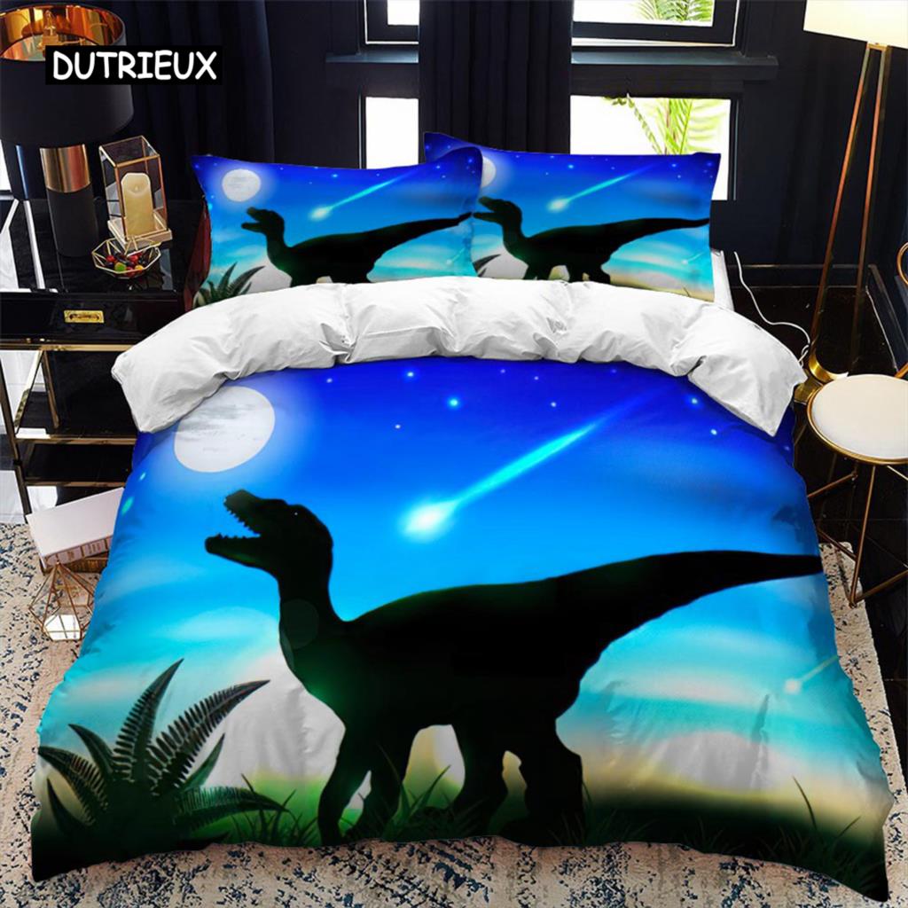 Tier Silhouette Bettbezug Set Heulen unter dem Mond Tier Thema Bettdeckenbezug für Kinder Jungen Mikrofaser King Twin Bettwäsche Set