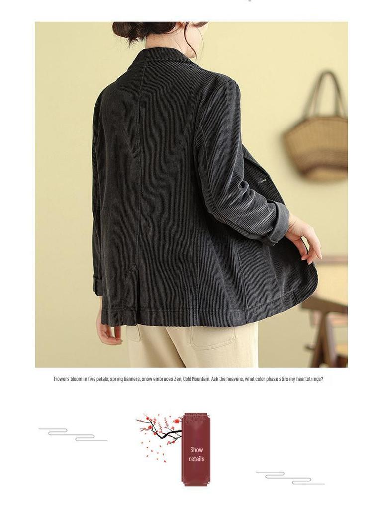 2026 Women's Solid Color Corduroy Cotton Jacket