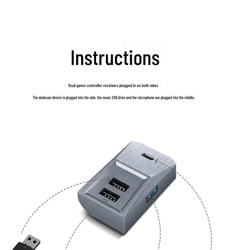 USB Hub Adapter for Tesla Model 3/Y Glove Box and Center Console Expansion