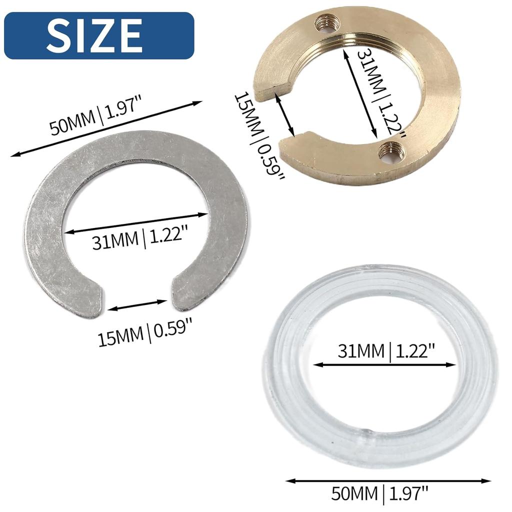 2 Set 1.22inch/31mm Kitchen Faucet Fixing Nut Kit, C Type Antiloosing Faucet Lock Nut Cap for Kitchen Bathroom Washer Faucet Fixing Fastening