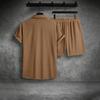 Men's Summer Solid Color Stripe Casual Fashion Loose Short-Sleeved Shorts Shirt Suit