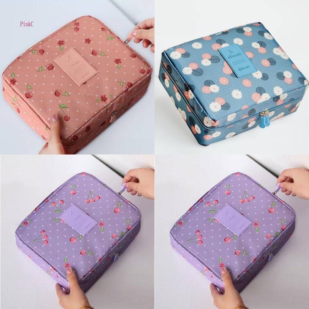 Luxurious Floral Nylon Zipper Women Makeup Bag With Elegant Cosmetic Case Organizer