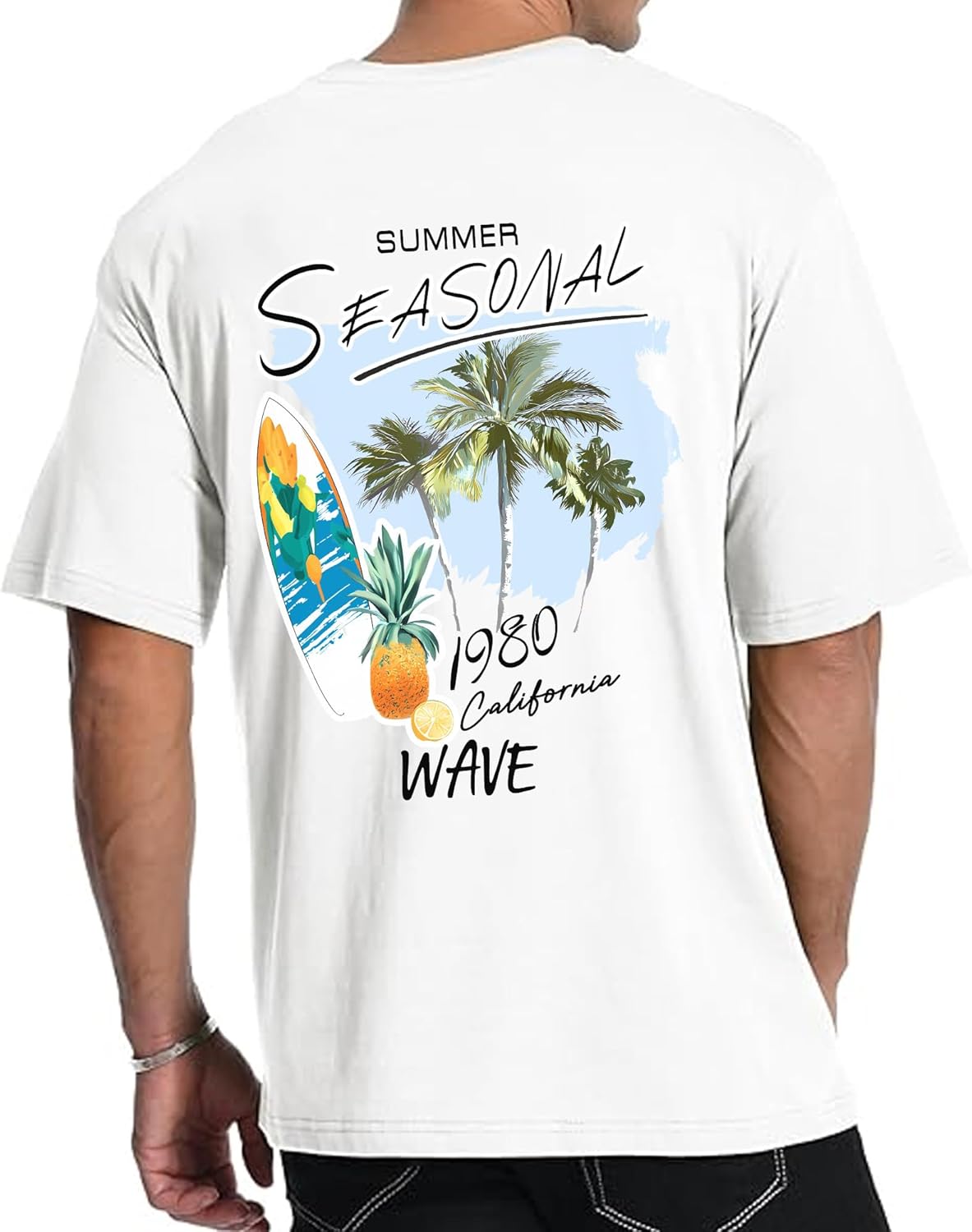 

Mens Graphic T-Shirts Short Sleeve Surf Print Summer Top Crewneck Cotton Casual WAVERIDER Tees for Men 5XL різнокольоровий