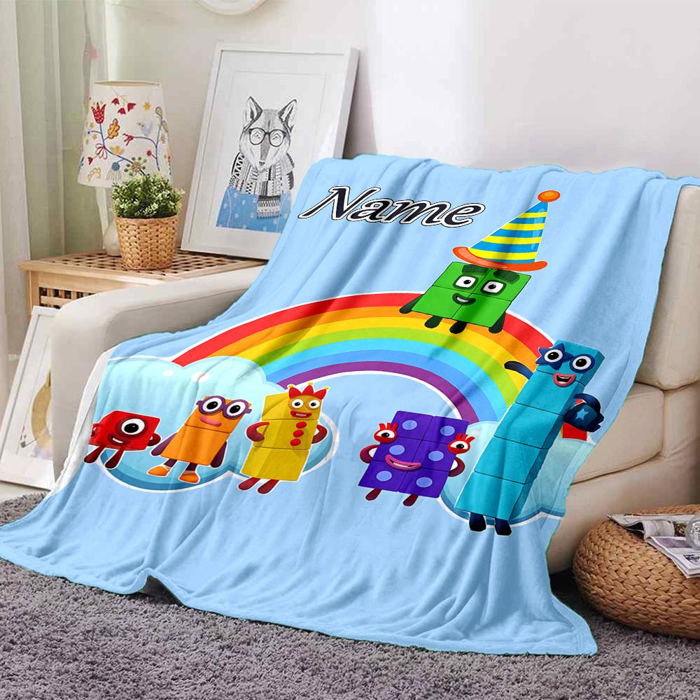 Custom Name City Colorful Cubes Party Blanket For Couch Bed Plush Cozy Fuzzy Blanket Super Soft Warm Blankets For Fall And Winter 0916152