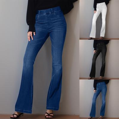 Dámske strečové džínsy bez gombíka Pull On Jeans Denim Nohavice Regular Fit Jean