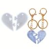 Silicone Heart-Shaped Resin Casting Molds, DIY Valentine's Day Couple Puzzle Pendant with Hole and Lock Clasp, Epoxy Craft Mold for Jewelry Making