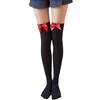 Velvet Bowknot Thigh-High Stockings - Japanese Cute Over-the-Knee Socks for Women