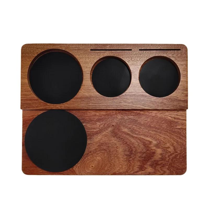 51MM/54MM/58MM Coffee Tamper Mat Station Stand Sapele Wood Portafilter Holder Support Base Rack Barista Espresso Accessories