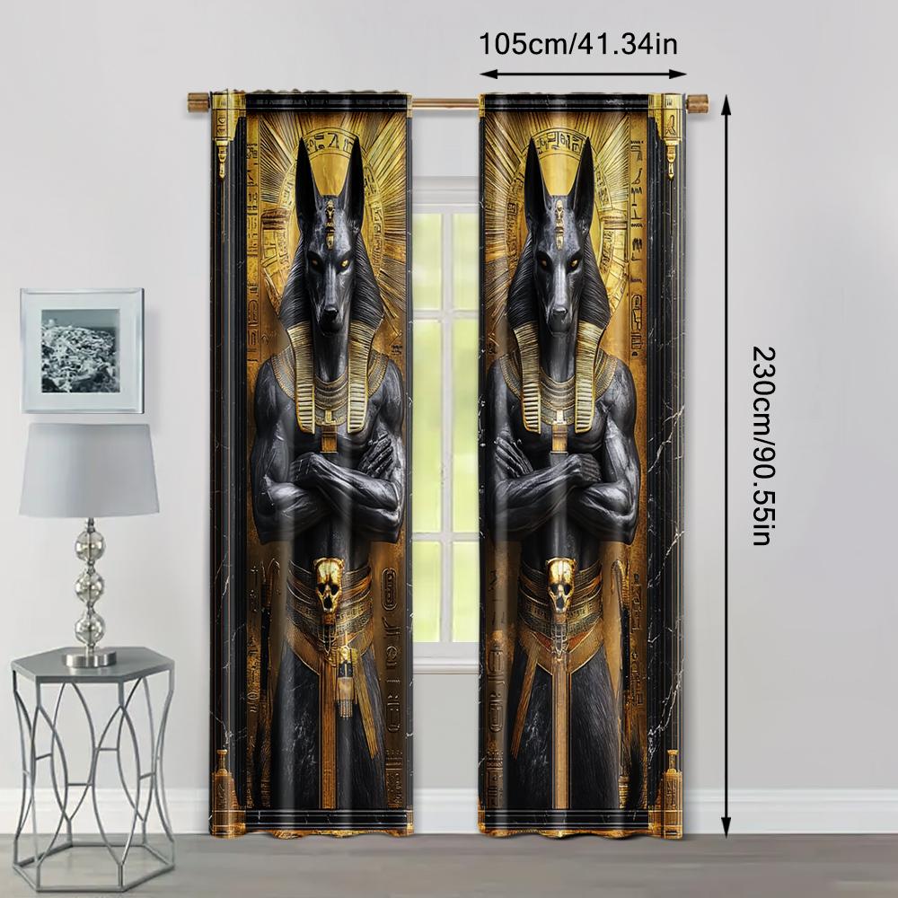 2pcs   Curtains&Window Treatment Inspired by Egypt Anubis Machine Washable (without Rod) Stuff Clearance for Bedroom   Living