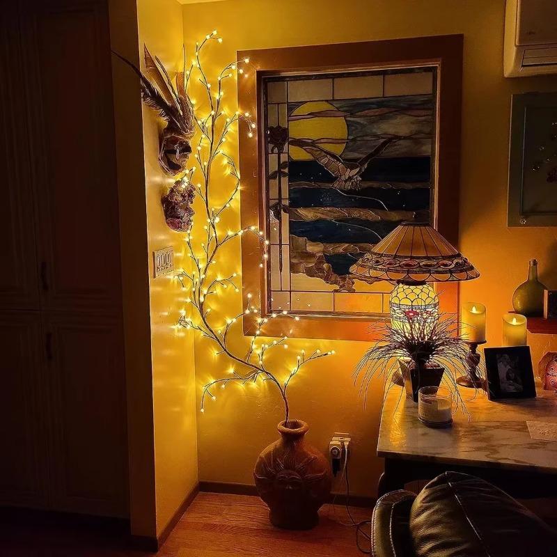LED Bendable Willow Vine Lights, 8 Moeds Rattan Tree Decorative Light, Night Light, For Wall Bedroom Indoor Outdoor Christmas
