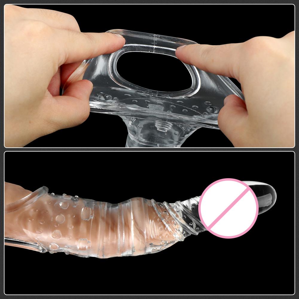 Delay Ejaculation Elastic Crystal Penis Ring Male Reusable Condoms Testis Bondage Cock Extender Sleeve Sex Toys for Men