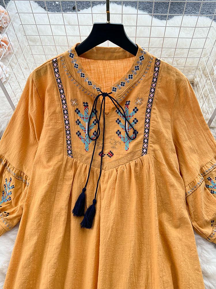 Damenkleid im nationalen Stil mit Stickereien im Retro-Stil, schmale Passform, mittellange Rüschen, Vintage-Gothic-Kleider, elegante Puffärmel, neues Partykleid