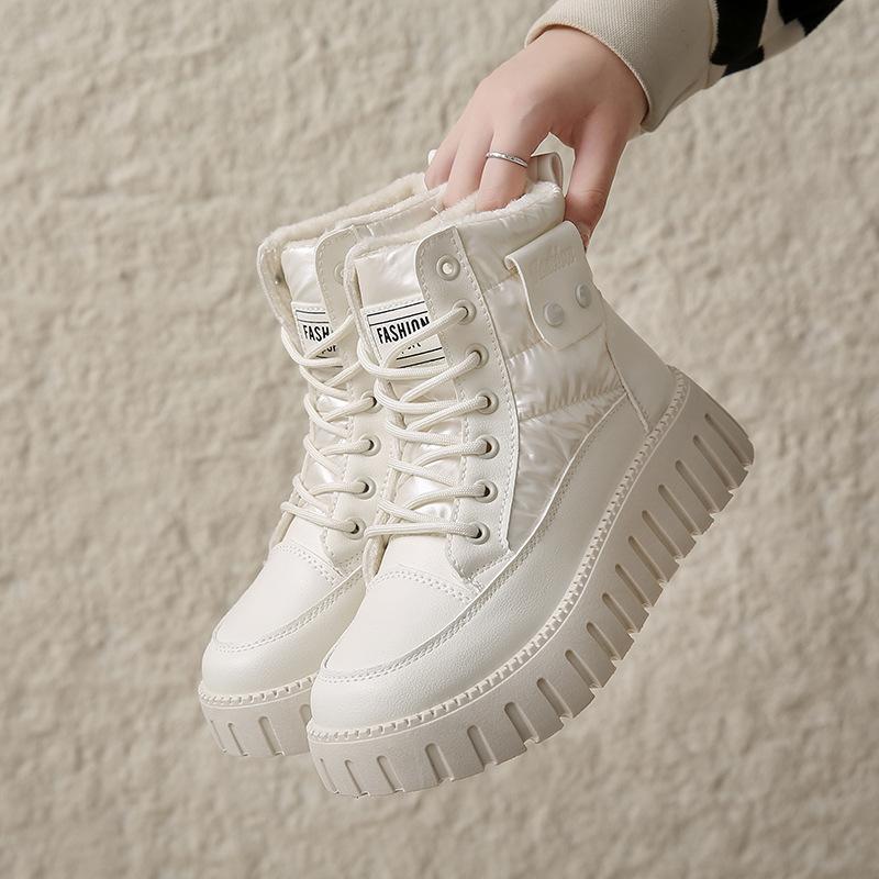 

Fleece thick-soled Martin boots women s boots 2025 winter new windproof boots mountaineering boots lace-up heightening cotton boots ZY12297 40