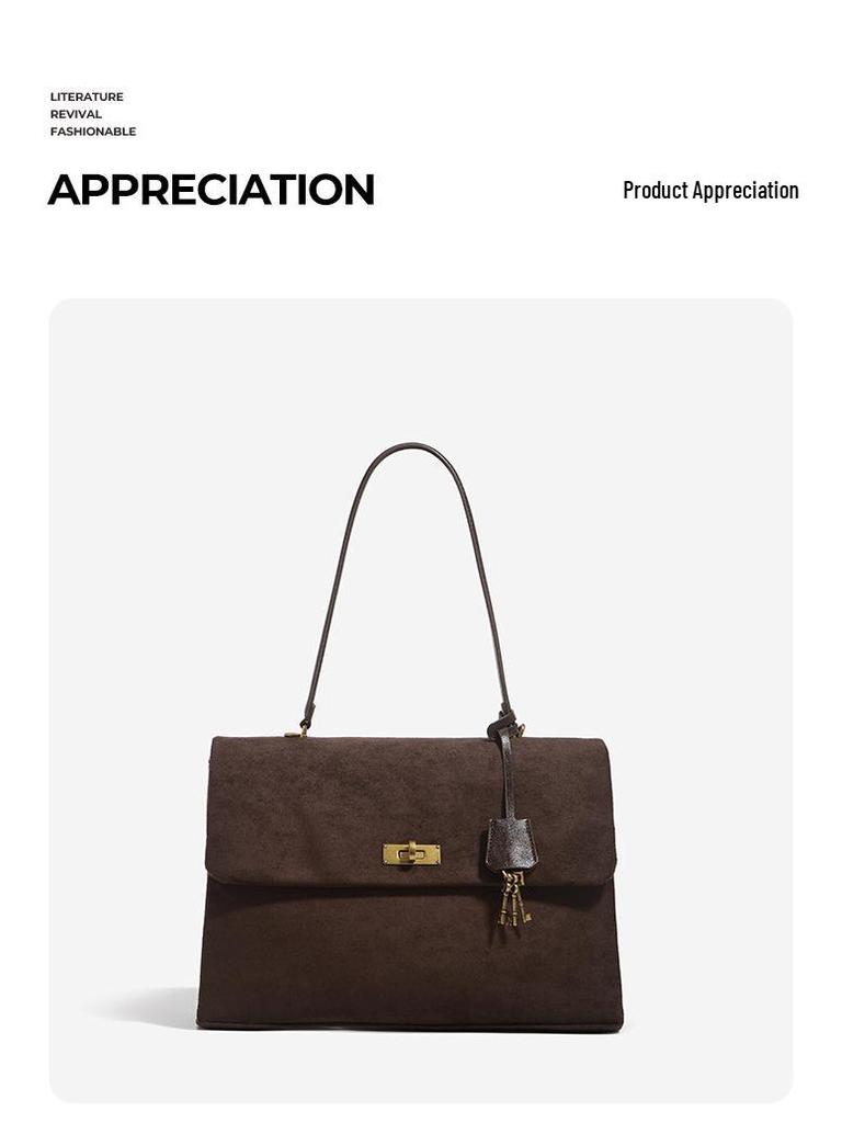 Suede Messenger Tote: Large Commuter Crossbody Handbag for Laptops