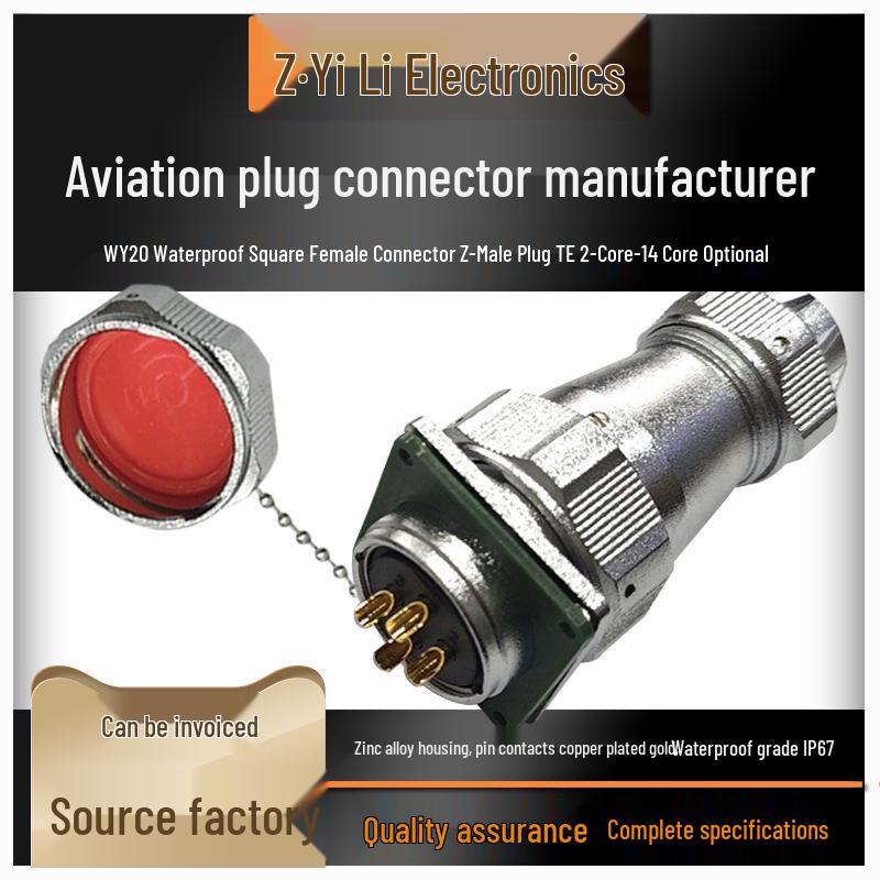 

WY20 Waterproof Aviation Plug Square Flange Socket, 15-Pin, Industrial Connector. Square Flange Female Socket K3Z