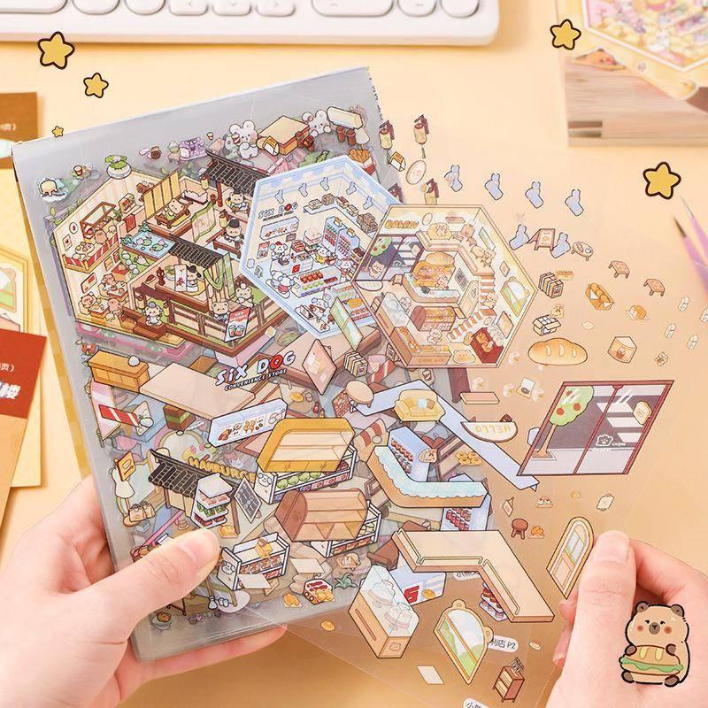 3d House Miniature Sticker Book With Pet Material For Kids Diy Craft Special Characters Included