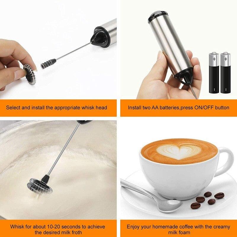 Portable Electric Milk Frother Foam Efficient Handheld Coffee Foamer Mini Egg Beater Mini Stirrer Drink Mixer Kitchen Whisk Tool