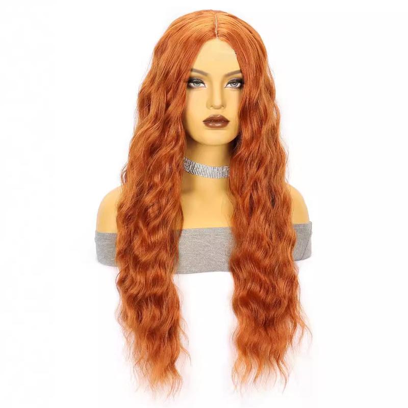 Synthetic Long Curly Orange Hair for Woman Water Wave Wigs Female Costume Cosplay Halloween Party Girls Lolita Wig Black Women