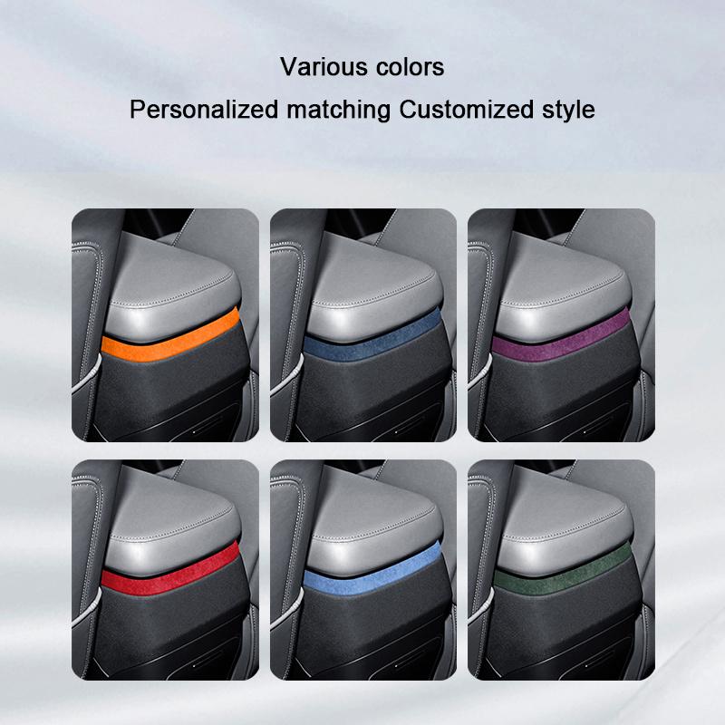 For Zeekr 7X 2024 2025 Super Suede Armrest Rear Metal Panel Trim Cover Interior Decoration Sticker Modification Accessories