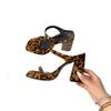 Hochhackige Sandalen Damen Leopardenmuster Zehenfrei Wort mit dicken Absätzen, schönes Temperament Französisch wasserdichte Tisch coole Hausschuhe Damen Sommer