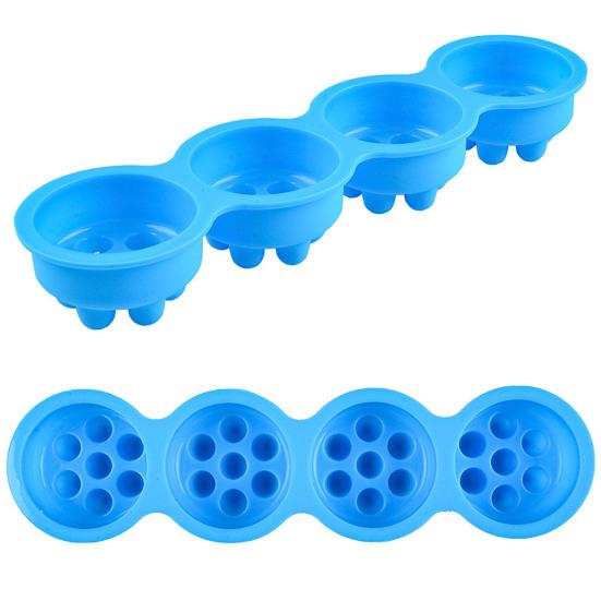 Cake Mold 4 Grids Reusable Non-stick Temperature Resistant DIY Round Silicone Massage Soap Mold Household Supplies