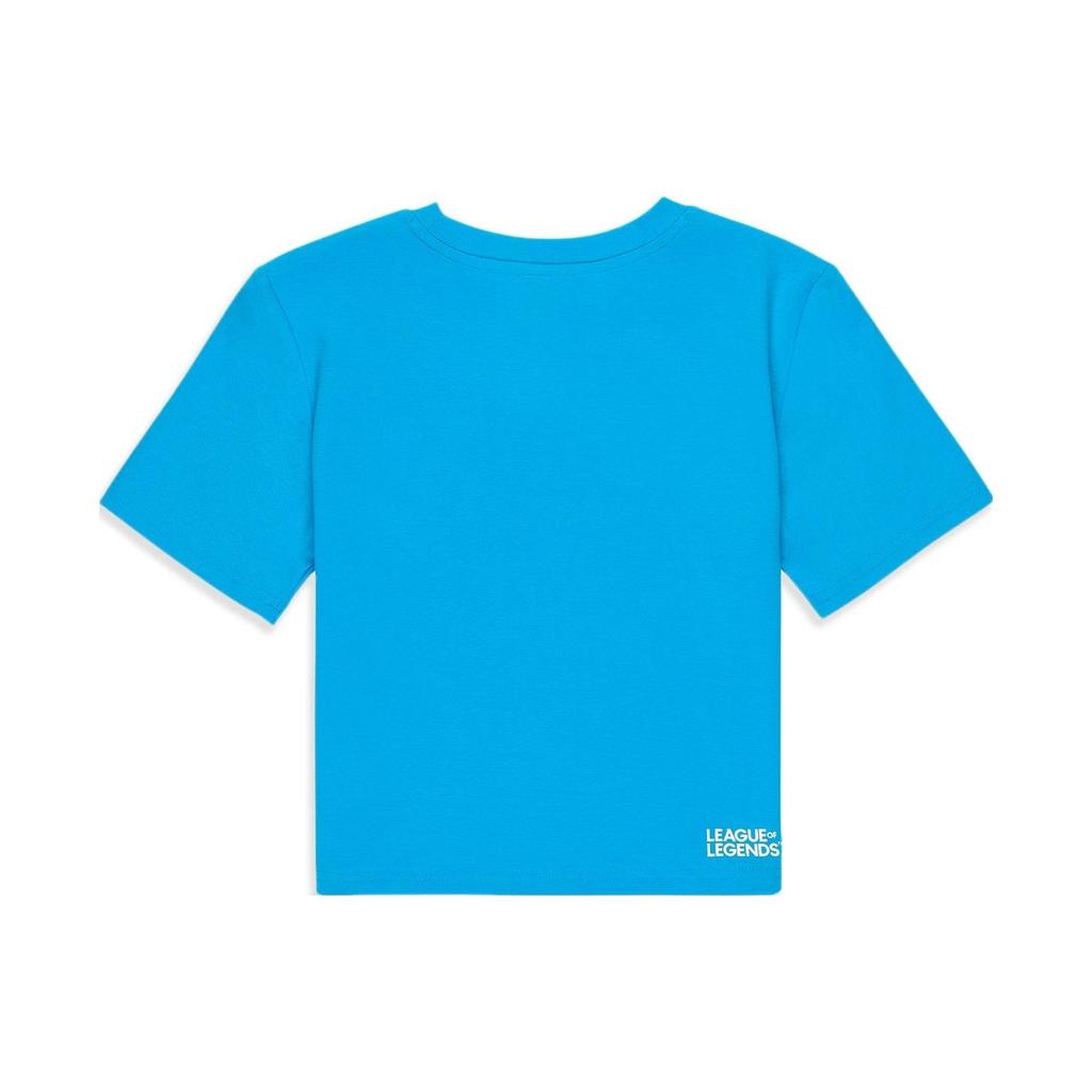 Li Ning X League Of Legends Pool Party Series Cartoon Slim Fit Short Sleeve Drop Shoulder T-Shirt Women Tops Bright-Blue AHST866-2