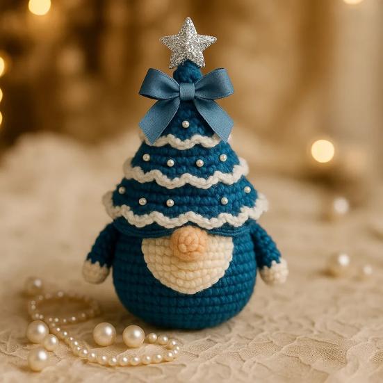 DIY Crochet Christmas Tree Gnome Kit Beginner-Friendly Handmade Xmas Tree Gnome Craft Kit Knitting Holiday Decoration