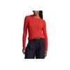 Polo Ralph Lauren SS24 Solid Slim Fit Cable Knit Crew Neck Long Sleeve Sweater Women sweater Bright-Hibiscus WMPOSWENC020890-600