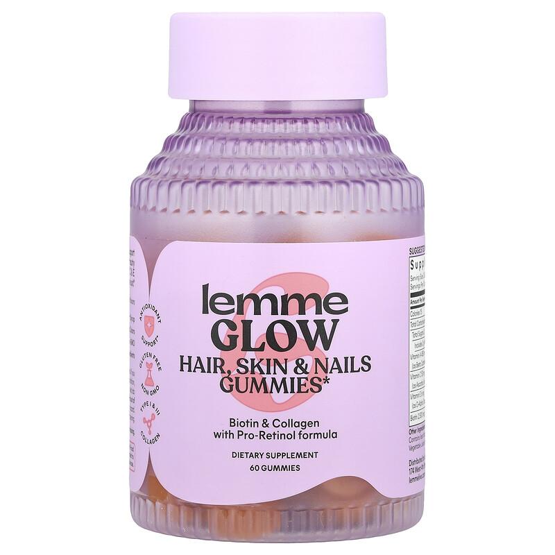 Lemme Glow, Hår, Hud & Negler Gummybjørner, Fersken, 60 Gummybjørner sold by Joom