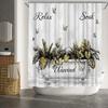 Welmeco Botanical Shower Curtain Relax Soak Unwind Print Bathroom Decor Curtain 72X72Inch Polyester Fabric (Grey)