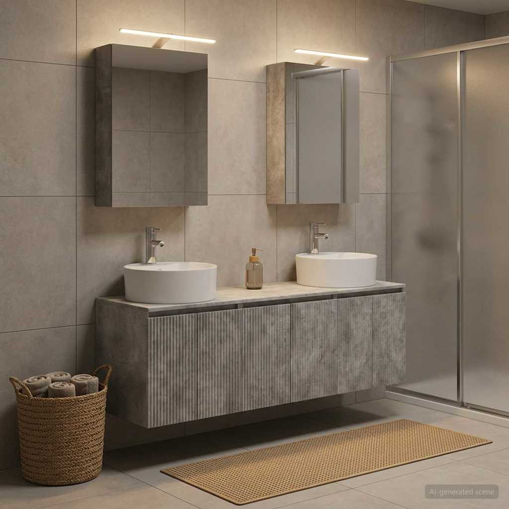 Bathroom Cabinet Set 5 Pcs Concrete Grey Wood Based Material